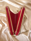 Borsa vintage Sgargi forma ottagonale in lizard rossa con tracolla in catena