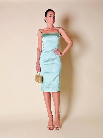 Tubino in raso stretch acquamarina “D&G”