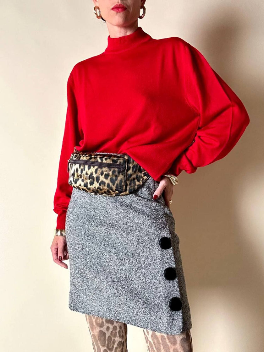 Lupetto in lana rossa con logo ricamato “Yves Saint Laurent”