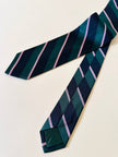 Cravatta regimental Giorgio Armani in twill di seta a righe blu verde e rosa
