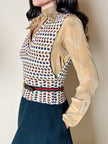 Vintage Missoni-Weste aus strukturierter Wolle in Cremeweiß mit buntem Muster