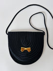 Borsa vintage Nina Ricci Paris in passamaneria nera con fiocco dorato