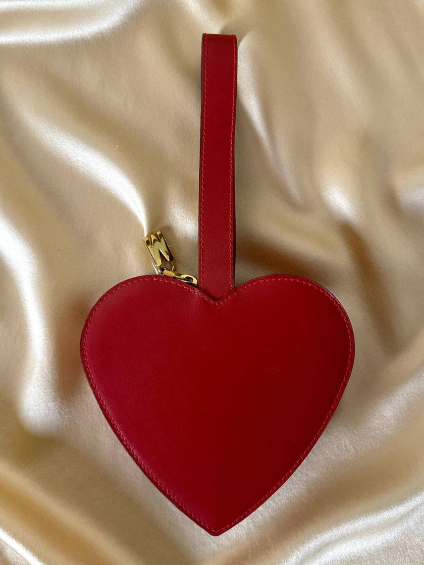 Mini bag a forma di cuore in pelle rossa “Moschino”