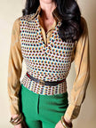 Vintage Missoni-Weste aus strukturierter Wolle in Cremeweiß mit buntem Muster