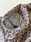 Blazer oversize in lana check beige e marrone con fodera fantasia uccellini
