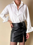 Minigonna in pelle con zip laterale e maxi cintura in coordinato “La Loggia”