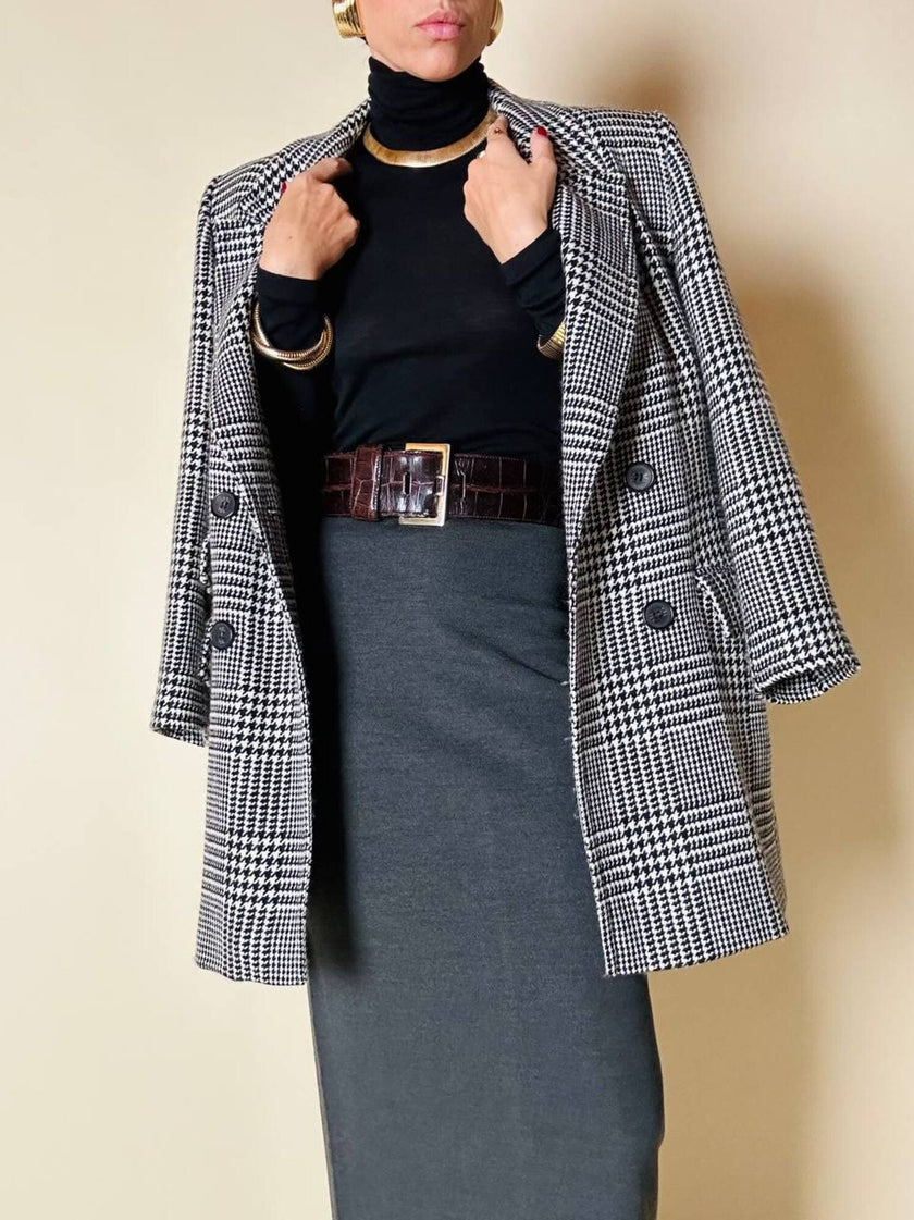 Blazer doppiopetto in lana principe di Galles “Yves Saint Laurent”