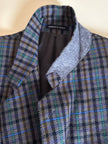 Blazer Yves Saint Laurent in lana Principe di Galles con overcheck azzurro