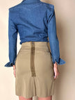 Minigonna Yves Saint Laurent Rive Gauche in cotone cachi con riporti in seta
