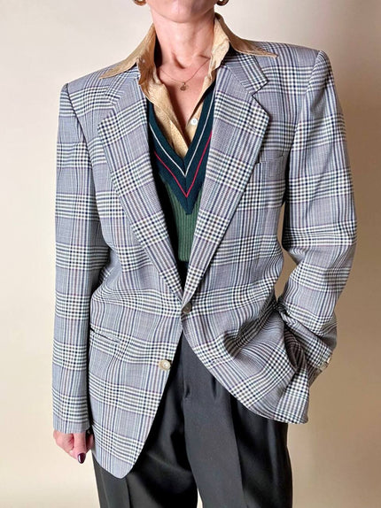 Blazer Yves Saint Laurent in rasato di lana principe di Galles