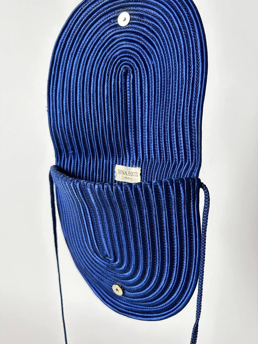 Vintage-Tasche von Nina Ricci aus kobaltblauer Posamenterie