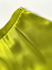 Pantalone vintage Guy Laroche Couture modello a palazzo in raso verde lime