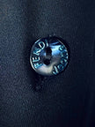 Camicia vintage Fendi Jeans blu navy con dettagli in crepe chiffon e bottoni in madreperla
