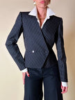 Mini blazer doppiopetto gessato in lana nera “Salvatore Ferragamo”