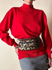 Lupetto in lana rossa con logo ricamato “Yves Saint Laurent”
