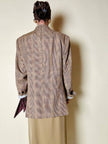 Blazer oversize in fresco di lana principe di Galles beige e marrone Vincam