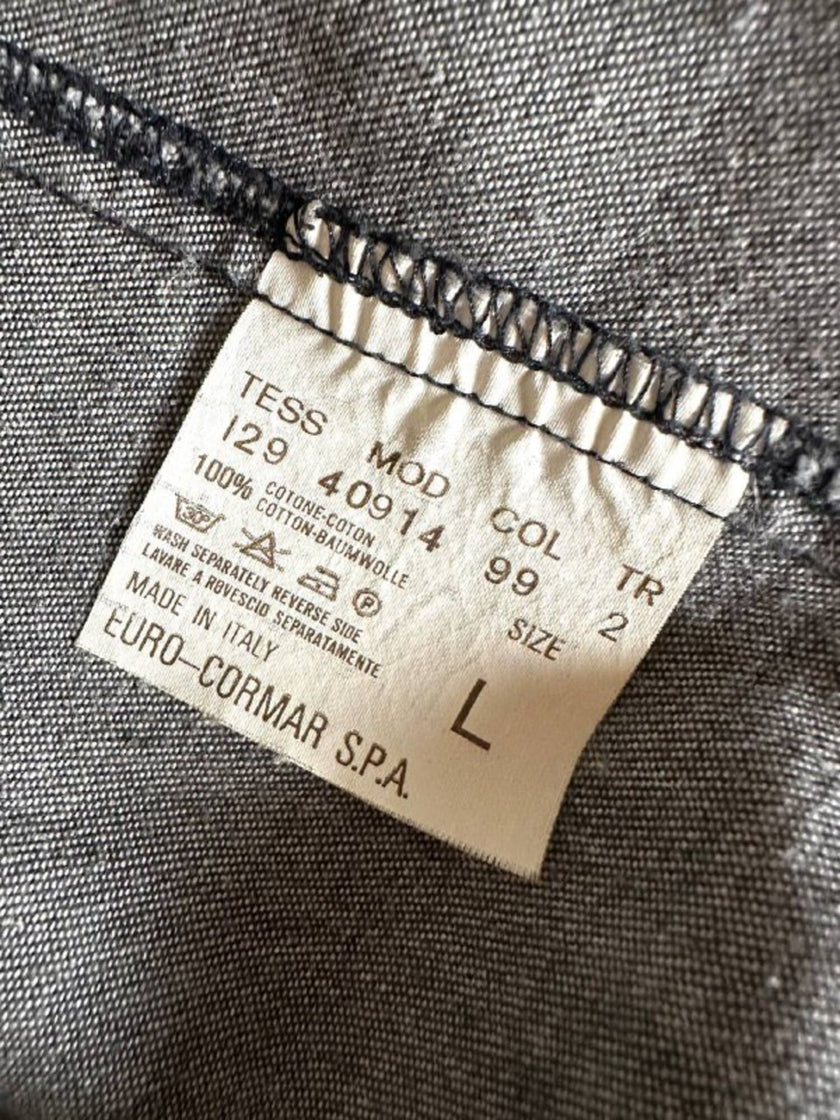 Blusa Yves Saint Laurent oversize in denim grigio con zip e logo ricamato