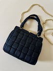 Mini bag in tessuto intrecciato con riporti in pelle