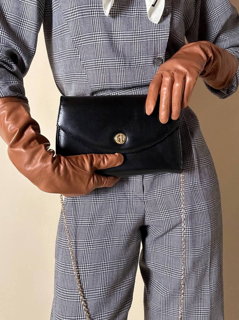 Borsa vintage Guy Laroche Paris in pelle nera