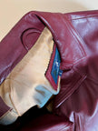 Giacca in pelle bordeaux con cintura in vita Tradition Of Quality Trade Mark Fashion Style