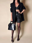 Blazer vintage oversize in rasato di lana nero Dani-Clear