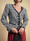 Giacca in cotone piquet bianco con fantasia a fiocchi neri “Yves Saint Laurent”
