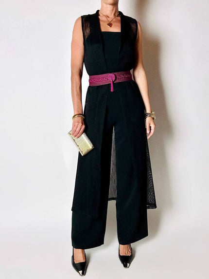 Jumpsuit vintage Pianoforte di Max Mara in crepe chine nero