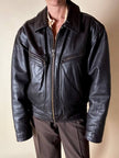 Bomber aviator in pelle testa di moro con fodera gialla matelassé