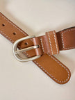 Cintura Valentino Garavani in pelle cuoio e tessuto con ribbons regimental logati