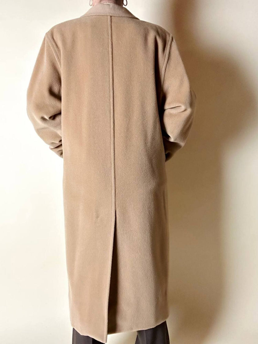 Cappotto doppiopetto Max Mara vintage in lana cammello chiaro