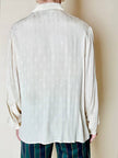 Camicia sartoriale in pura seta jacquard color crema con loghi Gucci