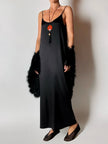 Slip dress Oscalito nero in raso di seta