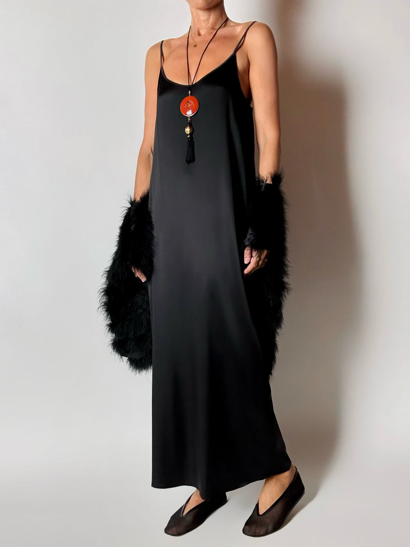 Slip dress Oscalito nero in raso di seta