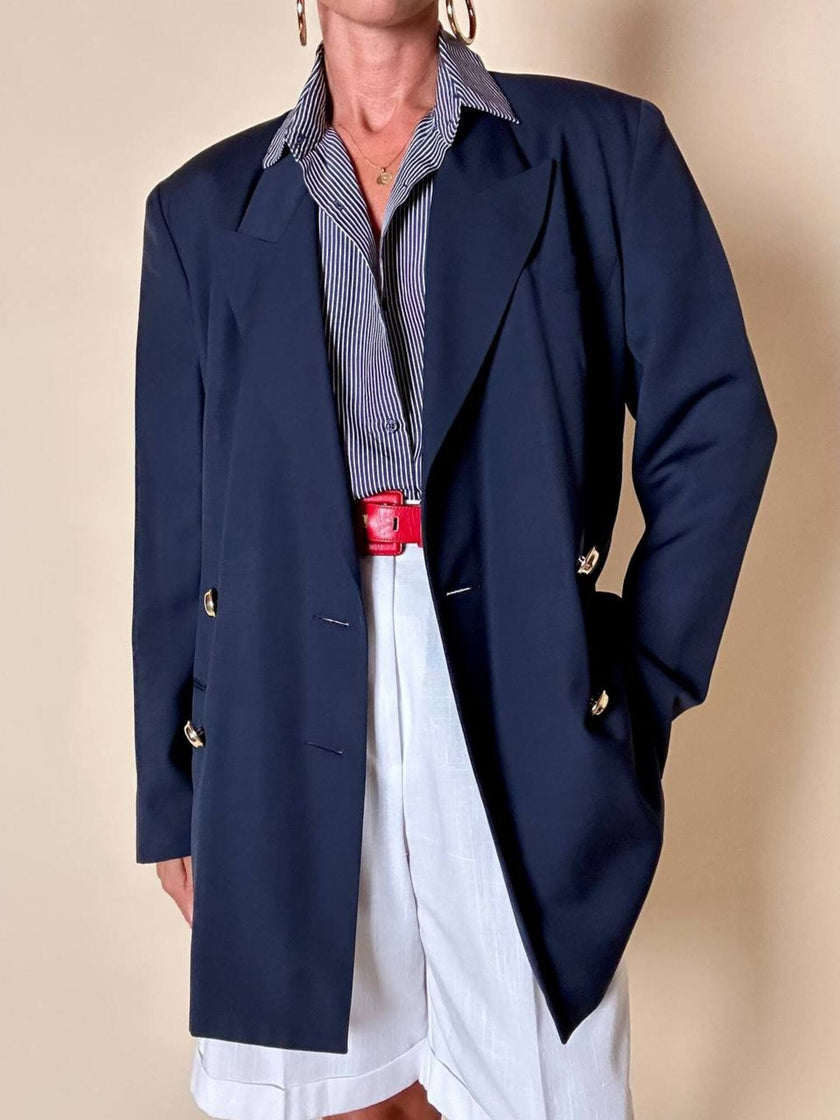 Blazer doppiopetto blu navy con bottoni dorati Grazia Bagnaresi