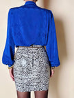 Minigonna vintage Laura Prisco in pelle bianca stampa pitone nei toni del nero e grigio