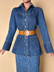 Giacca Christian Lacroix in denim modello sciancrato con lavorazione a nervature