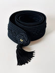 Cintura vintage Nina Ricci nera in passamaneria intrecciata con nappa couture