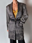 Blazer vintage Gianni Versace in seta goffrata a righe nere e avorio