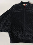 Bomber vintage Valentino Boutique in raso di seta nera trapuntato con fodera rossa
