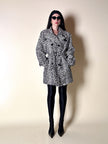 Giaccone vintage Fendissime in ecopelle bianca fantasia leopardo floccata nera