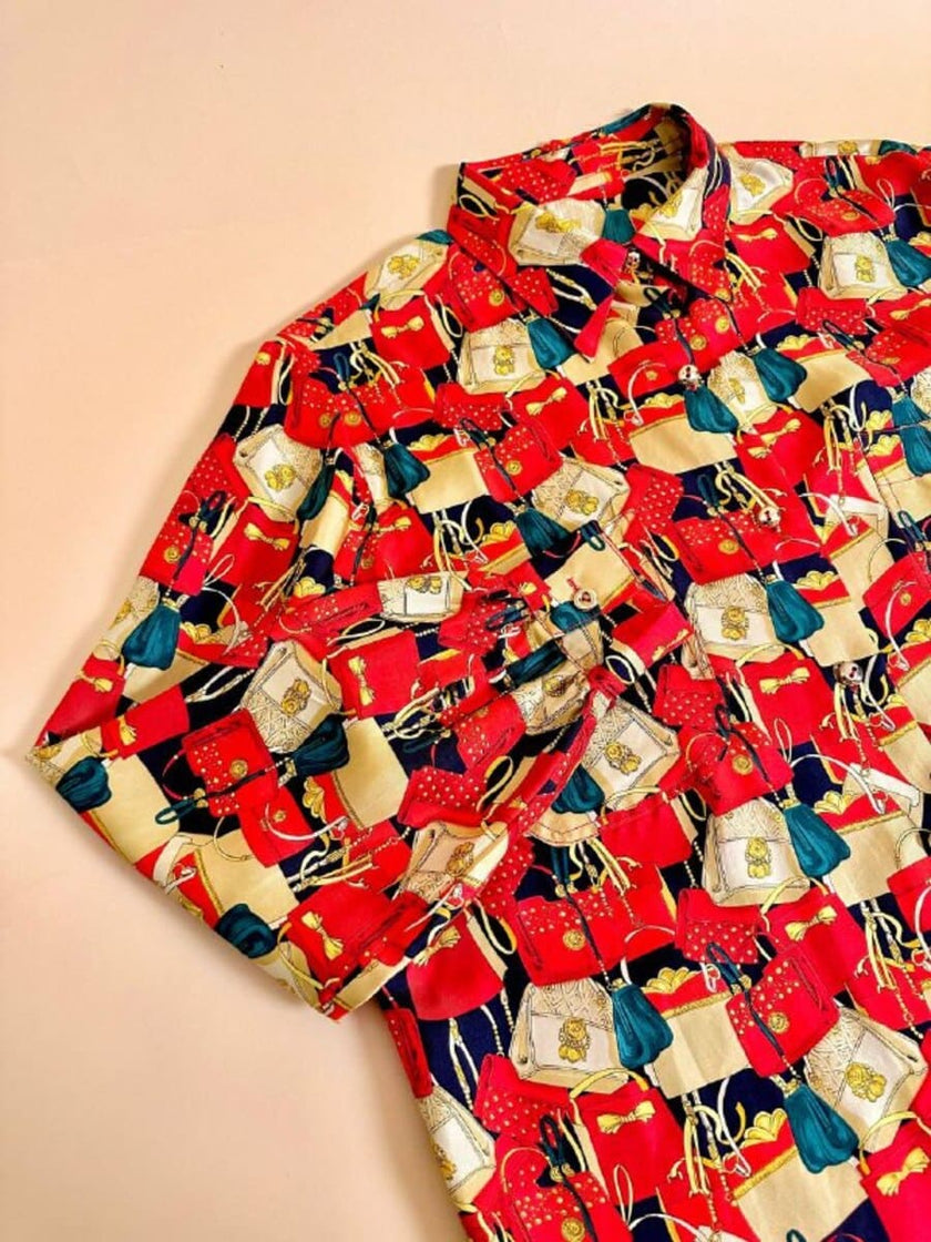 Camicia sartoriale in drill di seta fantasia mini bag