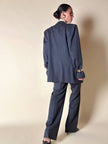 Tailleur gessato in lana grigio antracite “Yves Saint Laurent”