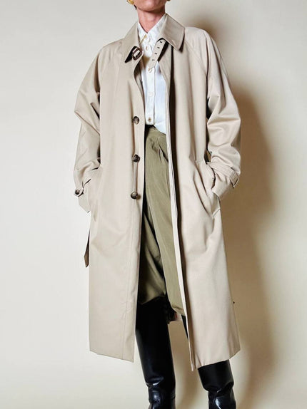 Trench color sabbia con fodera tartan “Idrostop”