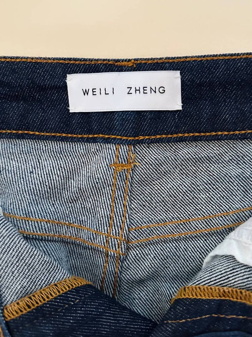 Jeans a zampa Weili Zheng in denim stretch blu scuro