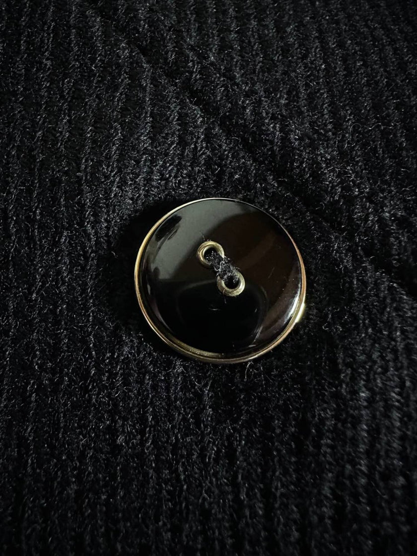 Cappotto lungo vintage in lana nera con taglio trench CGV Firenze
