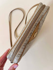 Borsa Christian Dior in tessuto jacquard logato beige con dettagli in pelle cuoio