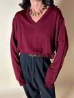 Pullover con scollo a V in misto lana bordeaux Wifshire