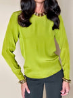 Blusa Yves Saint Laurent Variation in crêpe verde acido
