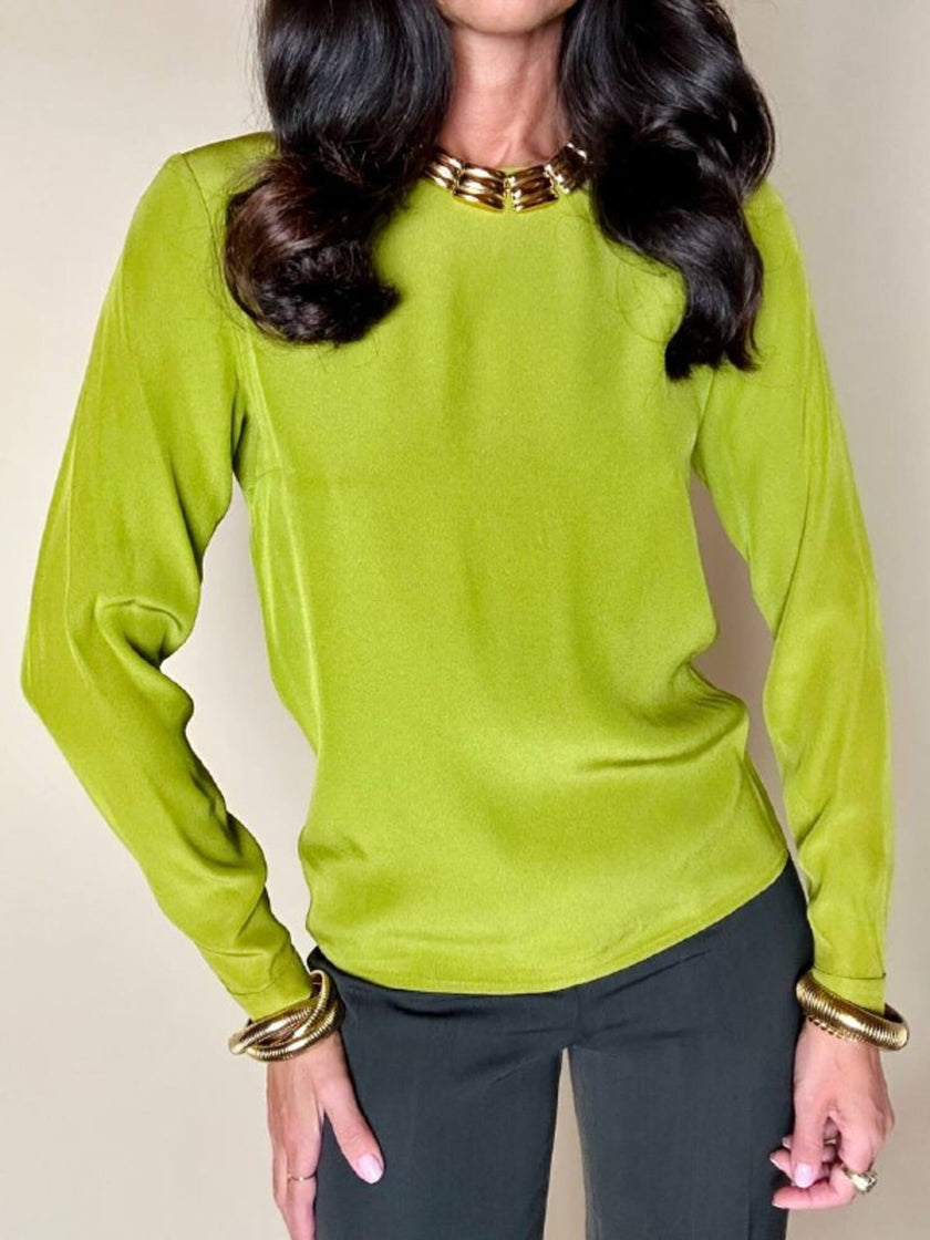 Blusa Yves Saint Laurent Variation in crêpe verde acido
