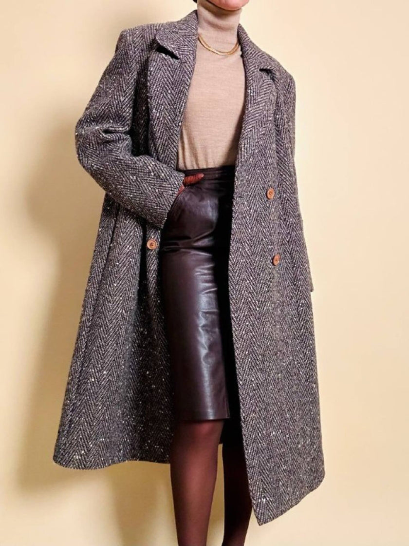 Cappotto Elena Miròin lana boutonné con motivo spinato